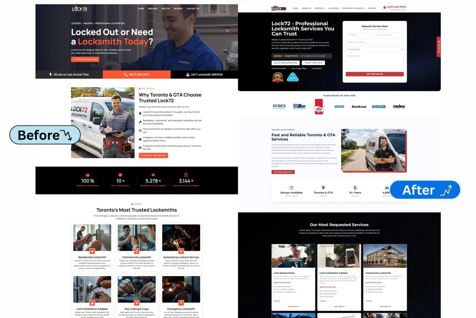 Lock72 security services website redesign screenshot